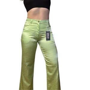 Platini Y2K Lime Green Flared Pants ‘Cougar’ Style New With Tags Size 30”Waist